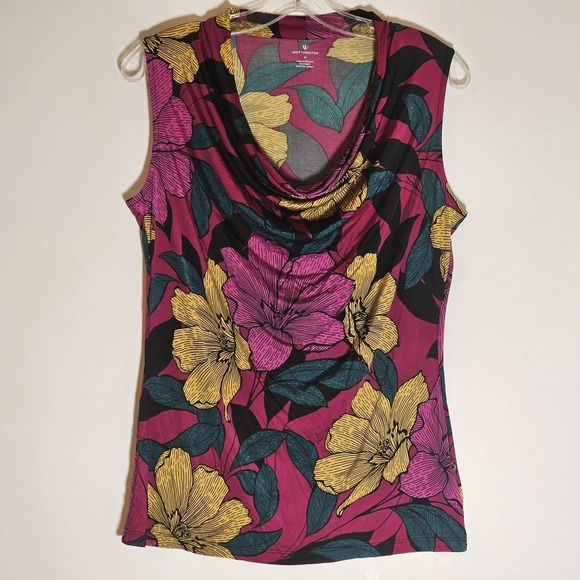 Worthington Tops - Worthington Top Womens Medium Purple Floral Drape Cowl Sleeveless Tank Silky M